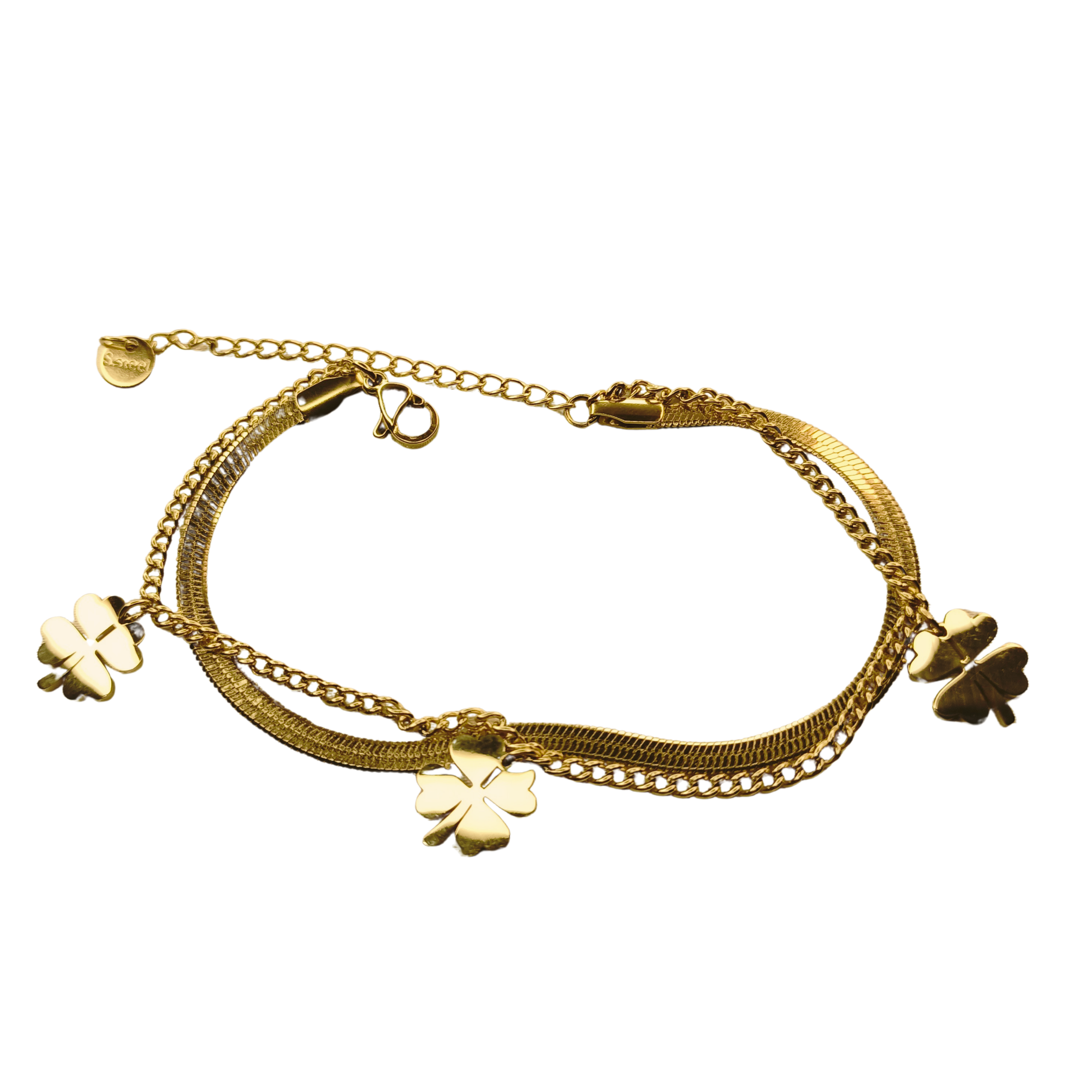 Yonca Model Gold Çelik Bileklik