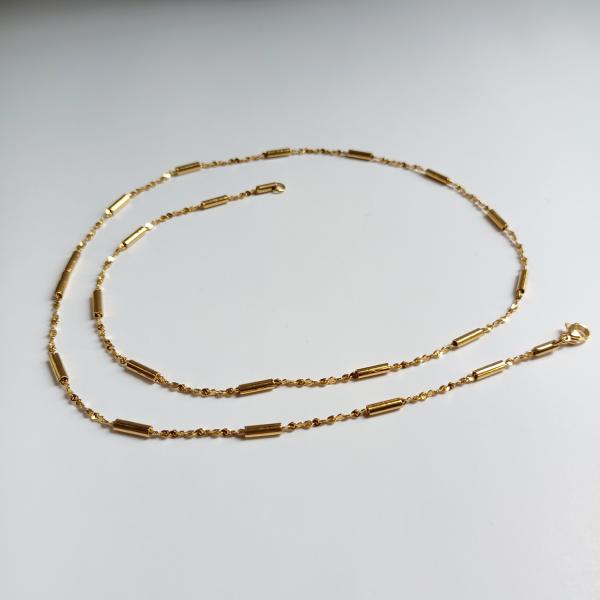 Boru Zincirli Gold Çelik Kolye