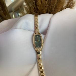 Gold Kordon Minimal Taşlı Yeşil Kadran Kadın Kol Saati, Kutulu Gönderim Yapılır.